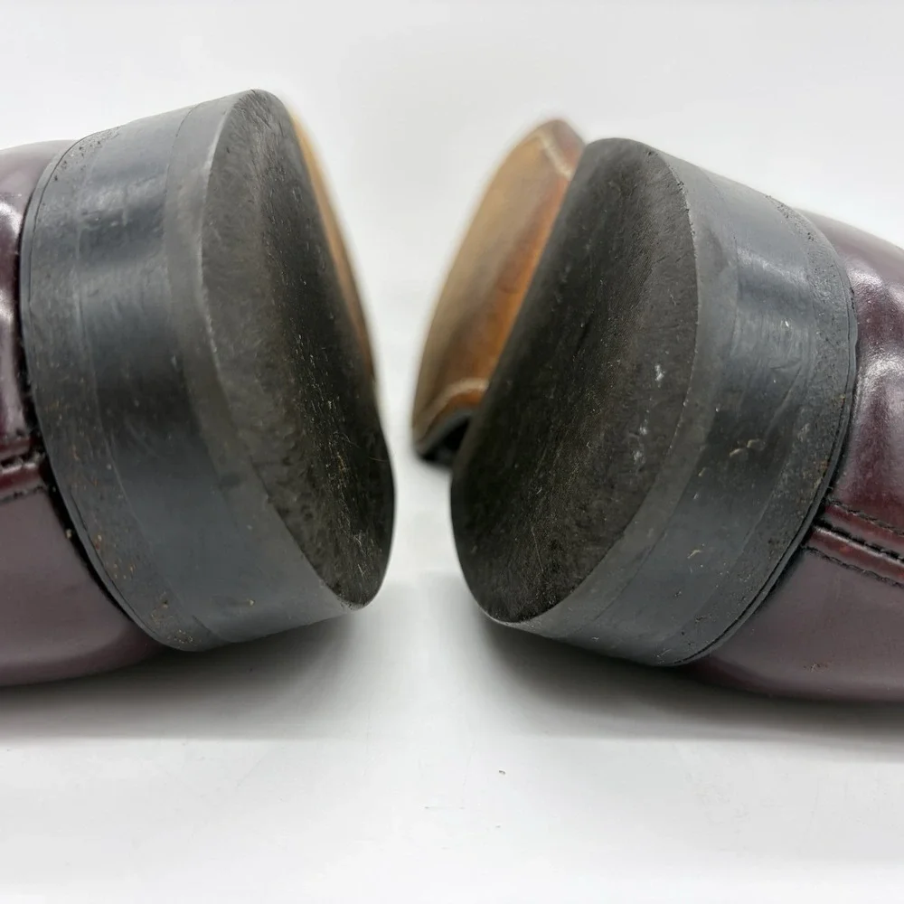 Vtg Johnston & Murphy Mens 10 Shoes Aristocraft Oxford Burgundy Leather Cap USA